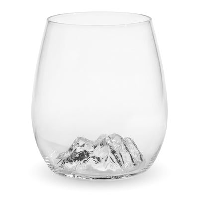 Wineglass Bay stemless wine glass with the bay silhouette sculpted into the base